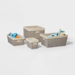 14.75" X 13" X 11" Large Lined Woven Milk Crate Gray - Brightroom™: Decorative Storage Basket, Rectangle, Traditional Style -Home decor GUEST 054d99f6 5bc4 4b73 87f9 e39da675c247