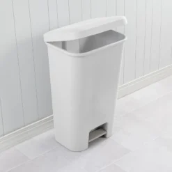 11.9gal Step Trash Can White - Brightroom™: Pedal-Operated Kitchen Garbage Can, Textured Plastic, Indoor Use -Home decor GUEST 08fb28e8 cbc6 4caa b175 1a7ead28e5a6
