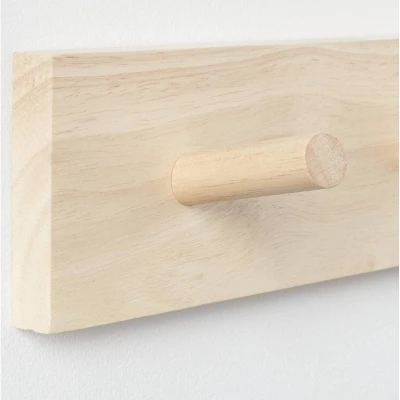 Wood 3 Hooks Rail Natural - Brightroom™ 2 Wood 3 Hooks Rail Natural - Brightroom™ - Image 2