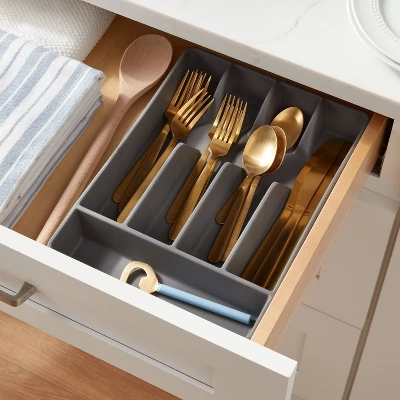 5 Compartment Plastic Plastic Drawer Organizer Gray - Brightroom™ 1 5 Compartment Plastic Plastic Drawer Organizer Gray - Brightroom™