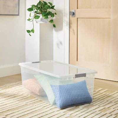 110qt Latching Clear Storage Box With Gray Latches - Brightroom™ 1 110qt Latching Clear Storage Box With Gray Latches - Brightroom™