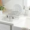 Space Saver Steel Dish Rack With Utensil Tray Matte Nickel - Brightroom™: Freestanding Expandable Dish Drying Rack