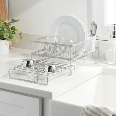 Space Saver Steel Dish Rack With Utensil Tray Matte Nickel - Brightroom™: Freestanding Expandable Dish Drying Rack 1 Space Saver Steel Dish Rack With Utensil Tray Matte Nickel - Brightroom™: Freestanding Expandable Dish Drying Rack