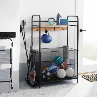 Metal Storage Rack - Brightroom™: Black Iron Utility Shelf, Garage Storage, 57.875" H, 42.25" W, 50 Lb Capacity 1 Metal Storage Rack - Brightroom™: Black Iron Utility Shelf, Garage Storage, 57.875" H, 42.25" W, 50 Lb Capacity