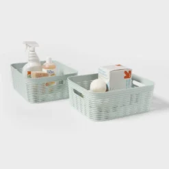 2pk Wave Medium Decorative Basket Mint Green - Brightroom™ -Home decor GUEST 2e56a169 a339 4bae 9f0b 0a12fcf63ee8
