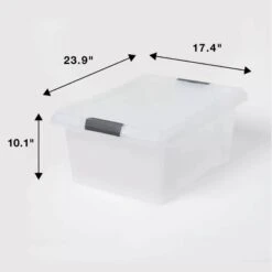 Medium Frosted Latching Storage Box - Brightroom™: Stackable Polypropylene Tote With Lid, 48L Capacity -Home decor GUEST 31645692 b442 466a 830f 80177189691a