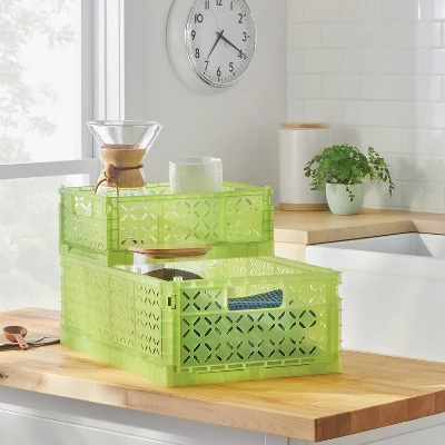 Foldable Crate Large Green - Brightroom™ 1 Foldable Crate Large Green - Brightroom™