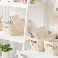 3pk Wave Half Medium Decorative Baskets Cream - Brightroom™