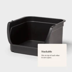 4.6qt Open Front Stackable Storage Bin - Brightroom™: Portable Black Utility, Universal Storage, 5" Height -Home decor GUEST 37e3c57e b404 4225 8b9d 9ee4f026b278