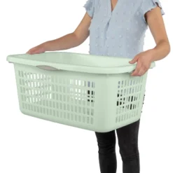 2bu Laundry Basket Green - Brightroom™: Portable Plastic Clothes Organizer With Built-In Handles, 70.4L Capacity -Home decor GUEST 419217f6 77d4 416a 95d3 5847774d5d91