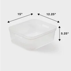 2pk Medium Open Storage Bins Clear - Brightroom™: Plastic Utility Tubs, Portable Universal Storage, 13.2 Volume Capacity -Home decor GUEST 419d1d1c 1fcb 4894 a179 5649851b4eab