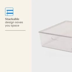 26L Stacking Clear Bin With Lid - Brightroom™: Plastic, Stackable, Universal Storage, 21.53" X 14.92" X 5.9" -Home decor GUEST 45118b5c 8c98 410e 9a14 28f411e5270a