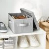Fabric Shoe Bin With Lid Light Gray - Brightroom™: Square Storage With Handles, Fits 13" Cube System, No Assembly Required