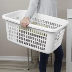 2bu Laundry Basket White - Brightroom™: Portable Plastic Clothes Organizer With Built-In Handles, 70.4L Capacity -Home decor GUEST 4e5d455b 168d 44ae 9c06 c437a2dc19b5