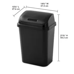 7.8gal Swing Top Waste Can Black - Brightroom™: Indoor Trash Bin With Lid, Textured Plastic, 21.375" Height -Home decor GUEST 5efdfea5 0c3e 402b 8bc4 3a46f54a8791