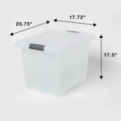 Large Frosted Latching Storage Box - Brightroom™: Stackable Clear Tote, 76L Capacity, Polypropylene, Universal Storage -Home decor GUEST 5f3a33cb 8af8 4e67 a7ae b359e83eb08e