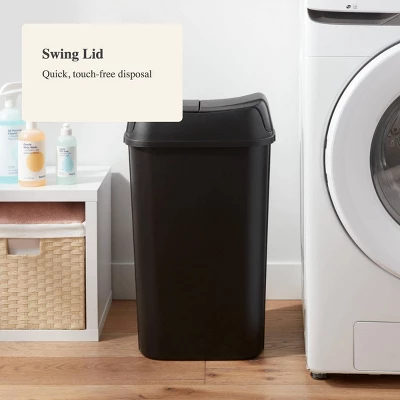 13.3gal Pivot Lid Waste Can Black - Brightroom™: Kitchen Trash Can, Swing Lid, 13 Gallon Capacity, Indoor Use 3 13.3gal Pivot Lid Waste Can Black - Brightroom™: Kitchen Trash Can, Swing Lid, 13 Gallon Capacity, Indoor Use - Image 3