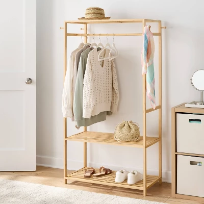 Bamboo Garment Rack With Shelving - Brightroom™ 1 Bamboo Garment Rack With Shelving - Brightroom™