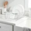 Small Steel Dish Drainer Brushed Nickel - Brightroom™: Freestanding Dish Drying Rack With Utensil Holder