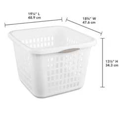 1.5bu Plastic Square Laundry Basket - Brightroom™: Medium White Clothes Hamper With Built-In Handles, Portable Storage -Home decor GUEST 6bbe6fc2 f475 43bc 9874 65c18f50f3ec