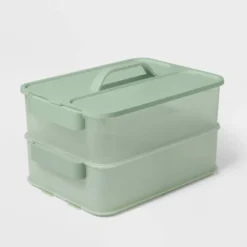 Click In Place 10qt Plastic Storage Bin For Home And Office Organization Green Tint - Brightroom™​ -Home decor GUEST 6c756ada ee75 4ac0 b6d2 f141471256a7