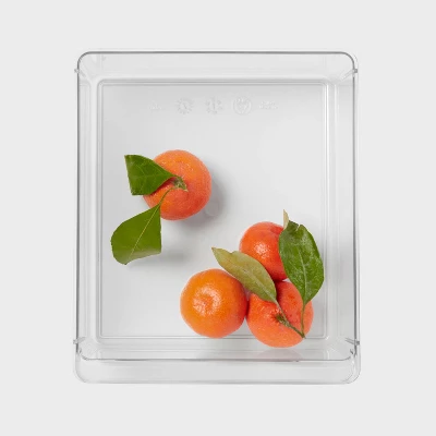 Medium Wide Fridge And Pantry Organizer Bin - Brightroom™: Clear Refrigerator Storage, Hand Wash, Freezer-Safe 1 Medium Wide Fridge And Pantry Organizer Bin - Brightroom™: Clear Refrigerator Storage, Hand Wash, Freezer-Safe