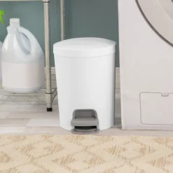 1.6gal Round Step Trash Can - Brightroom™: Compact Pedal-Operated Lid, Small Bathroom Bin, Textured White Finish 13 1.6gal Round Step Trash Can - Brightroom™: Compact Pedal-Operated Lid, Small Bathroom Bin, Textured White Finish -Home decor GUEST 6f979a69 a398 4b73 b4bc a8b6b2d574d1