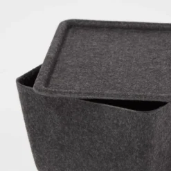 Lidded Felt With Lid Charcoal - Brightroom™: Rectangle Storage Basket, 20% Recycled Polyester, 8.25"x6.25"x4.125" -Home decor GUEST 719e52a0 78f1 4bb2 bce1 e64442aab5f4