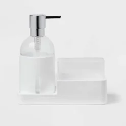 Plastic Soap Pump With Silicone Holder With Caddy & Tray White - Brightroom™: Kitchen Soap Caddy Dispenser -Home decor GUEST 77e9c79a d350 4602 b473 e32efc1eec16