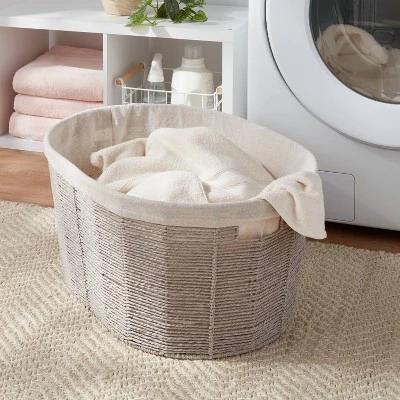 Twisted Paper Rope Oval Laundry Basket - Brightroom™: Gray, Removable Liner, 252 Volume, 2 Handles 1 Twisted Paper Rope Oval Laundry Basket - Brightroom™: Gray, Removable Liner, 252 Volume, 2 Handles