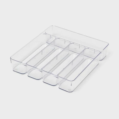 5 Compartment Plastic Drawer Flatware Organizer - Brightroom™: Clear In-Drawer Silverware Tray, Contemporary Kitchen Storage 3 5 Compartment Plastic Drawer Flatware Organizer - Brightroom™: Clear In-Drawer Silverware Tray, Contemporary Kitchen Storage - Image 3