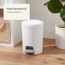 1.6gal Round Step Trash Can - Brightroom™: Compact Pedal-Operated Lid, Small Bathroom Bin, Textured White Finish 12 1.6gal Round Step Trash Can - Brightroom™: Compact Pedal-Operated Lid, Small Bathroom Bin, Textured White Finish -Home decor GUEST 850a833e 1d8d 464a 91d2 fa4392e66116