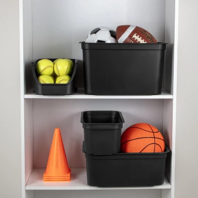 Folio Heavy Duty Storage Bin - Brightroom™: Black Plastic, Stackable, Portable, Universal Storage, 18.6 Volume Capacity 4 Folio Heavy Duty Storage Bin - Brightroom™: Black Plastic, Stackable, Portable, Universal Storage, 18.6 Volume Capacity - Image 4