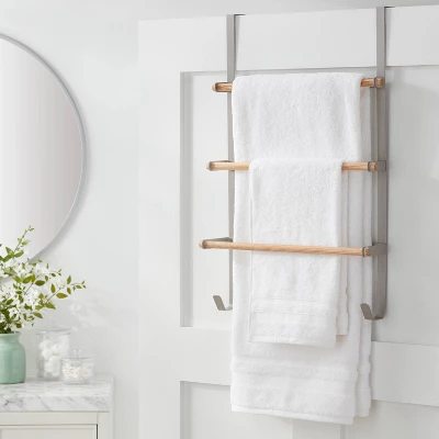 Over The Door Tiered Towel Rack With Wood - Brightroom™ 1 Over The Door Tiered Towel Rack With Wood - Brightroom™
