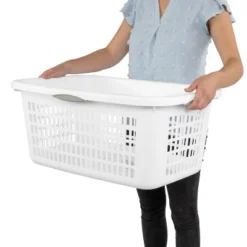 2bu Laundry Basket White - Brightroom™: Portable Plastic Clothes Organizer With Built-In Handles, 70.4L Capacity -Home decor GUEST 98ac3b53 34fb 4a1a 9217 4f567c594b30