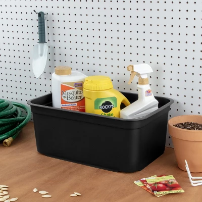 Folio Heavy Duty Storage Bin - Brightroom™: Black Plastic, Stackable, Portable, Universal Storage, 18.6 Volume Capacity 1 Folio Heavy Duty Storage Bin - Brightroom™: Black Plastic, Stackable, Portable, Universal Storage, 18.6 Volume Capacity