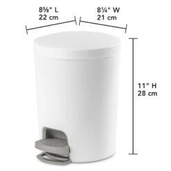 1.6gal Round Step Trash Can - Brightroom™: Compact Pedal-Operated Lid, Small Bathroom Bin, Textured White Finish 19 1.6gal Round Step Trash Can - Brightroom™: Compact Pedal-Operated Lid, Small Bathroom Bin, Textured White Finish -Home decor GUEST a31ec134 a897 4672 95a9 73fe9fbbfe2d
