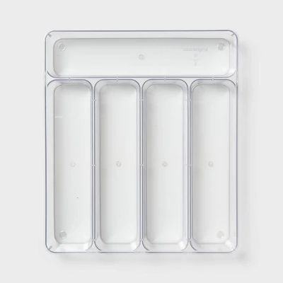 5 Compartment Plastic Drawer Flatware Organizer - Brightroom™: Clear In-Drawer Silverware Tray, Contemporary Kitchen Storage 2 5 Compartment Plastic Drawer Flatware Organizer - Brightroom™: Clear In-Drawer Silverware Tray, Contemporary Kitchen Storage - Image 2