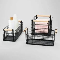 Rectangular Wire Natural Wood Handles Basket - Brightroom™ -Home decor GUEST ab19b57b a6b9 48e1 bff9 9f5ba2d2135a
