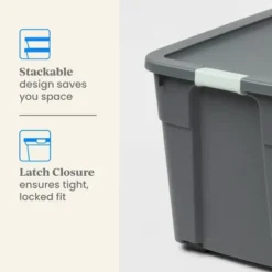 12gal Latching Storage Tote - Brightroom™: Stackable Gray Utility Bin With Lid, Portable Universal Organizer 8 12gal Latching Storage Tote - Brightroom™: Stackable Gray Utility Bin With Lid, Portable Universal Organizer -Home decor GUEST c411b0b2 f708 4c68 acbb d6d0338906b3