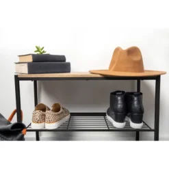 3 Tier Shoe Rack Black Metal With Natural Wood - Brightroom™ -Home decor GUEST c78940d7 09ac 4528 9c99 1acfbc7d38b2