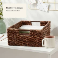 Woven Abaca Folio Bin - Brightroom™: Handwoven Brown Storage Basket, Rectangle, Lacquered Finish, Ethical Handcraft -Home decor GUEST c82c18cf 9f67 43f8 9b53 8b2a0b548aaf