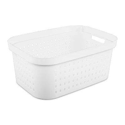 1.5bu Rectangle Modern Laundry Basket - Brightroom™: White Plastic Clothes Basket With Built-In Handles, Medium Size 3 1.5bu Rectangle Modern Laundry Basket - Brightroom™: White Plastic Clothes Basket With Built-In Handles, Medium Size - Image 3