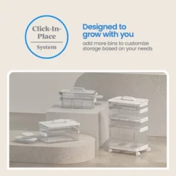 Click In Place 3qt Clear Shallow Slim Plastic Storage Bin With White Latch For Home And Office Organization - Brightroom™ -Home decor GUEST d7d58f60 9451 4042 af8c f015580c8d0d