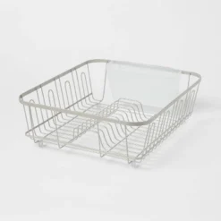 Large Steel Dish Drainer Brushed Nickel - Brightroom™: Freestanding Dish Drying Rack With Utensil Holder -Home decor GUEST ddbf9fa4 54a6 46b5 987f bc8dc5a8b863