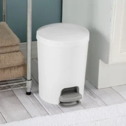 1.6gal Round Step Trash Can - Brightroom™: Compact Pedal-Operated Lid, Small Bathroom Bin, Textured White Finish 14 1.6gal Round Step Trash Can - Brightroom™: Compact Pedal-Operated Lid, Small Bathroom Bin, Textured White Finish -Home decor GUEST e09e76a9 b58c 4631 806e 6d1eee45cda2