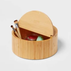 9" X 4" Circular Hinge Lid Bamboo Countertop Organizer - Brightroom™ 5 9" X 4" Circular Hinge Lid Bamboo Countertop Organizer - Brightroom™ -Home decor GUEST e91a16ba 67ba 4346 aca1 624c8c7558a6