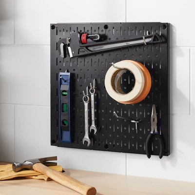 16" Square Metal Pegboard - Brightroom™: Wall & Garage Storage Organizer, Carbon Steel, Black, 100 Lb Capacity 1 16" Square Metal Pegboard - Brightroom™: Wall & Garage Storage Organizer, Carbon Steel, Black, 100 Lb Capacity