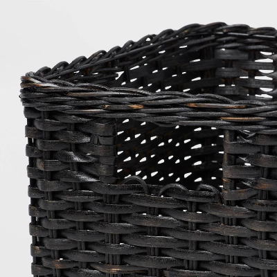 S Washed Woven Rattan Crate Black - Brightroom™: Rectangle Decorative Basket, 8" H X 11.25" W X 10" D, Air Dry 2 S Washed Woven Rattan Crate Black - Brightroom™: Rectangle Decorative Basket, 8" H X 11.25" W X 10" D, Air Dry - Image 2