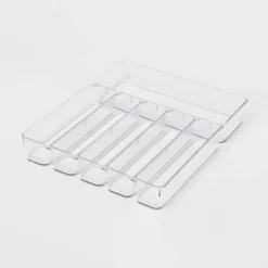 6 Compartment Plastic Drawer Flatware Organizer - Brightroom™: Clear In-Drawer Silverware Tray, Contemporary Style -Home decor GUEST f88f6ece c51c 4c20 9f4c b4ef10e073ea